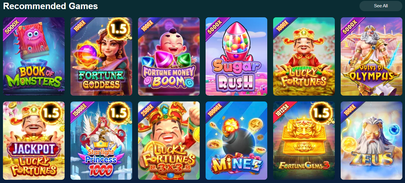 Casino Plus recommended games — Book of Monsters, Fortune Goddess, Sugar Rush, Gates of Olympus, Zeus